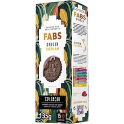 Origin Vietnam galletas con chocolate negro intenso 73% cacao paquete 135 g - Fabs