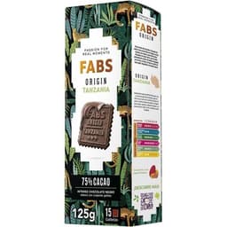 Origin Tanzania galletas con chocolate negro intenso 75& cacao 18 unidades paquete 125 g - Fabs