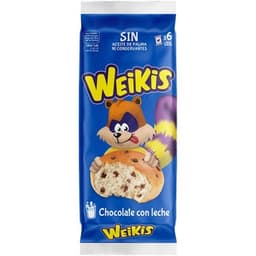 Con pepitas de chocolate con leche y sin aceite de palma bolsa 240 g 6 unidades - Weikis