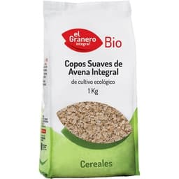 Bio copos suaves de avena integral de cultivo ecológico bolsa 1 kg - El Granero Integral