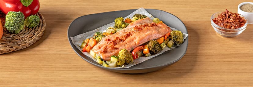 Trucha en papillote con verduras