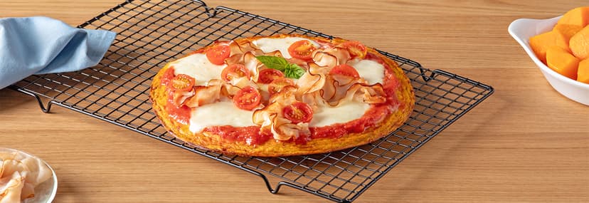 Pizza de calabaza con mozzarella