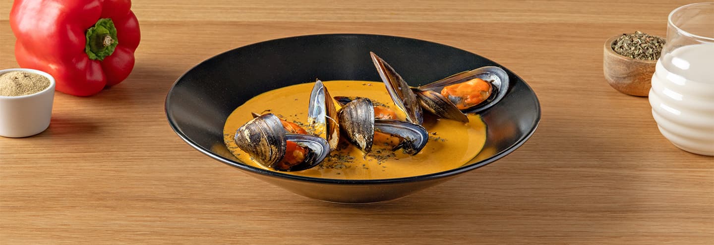Crema de mejillones al azafrán
