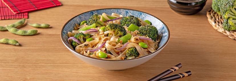 Noodles de arroz con judías verdes