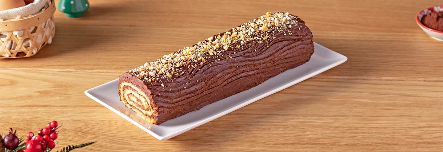 Tronco de turrón y chocolate