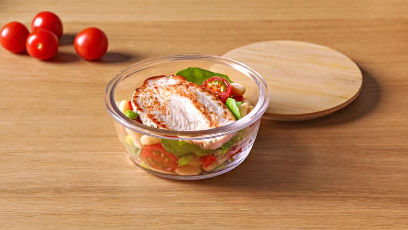 Pavo con ensalada de alubias