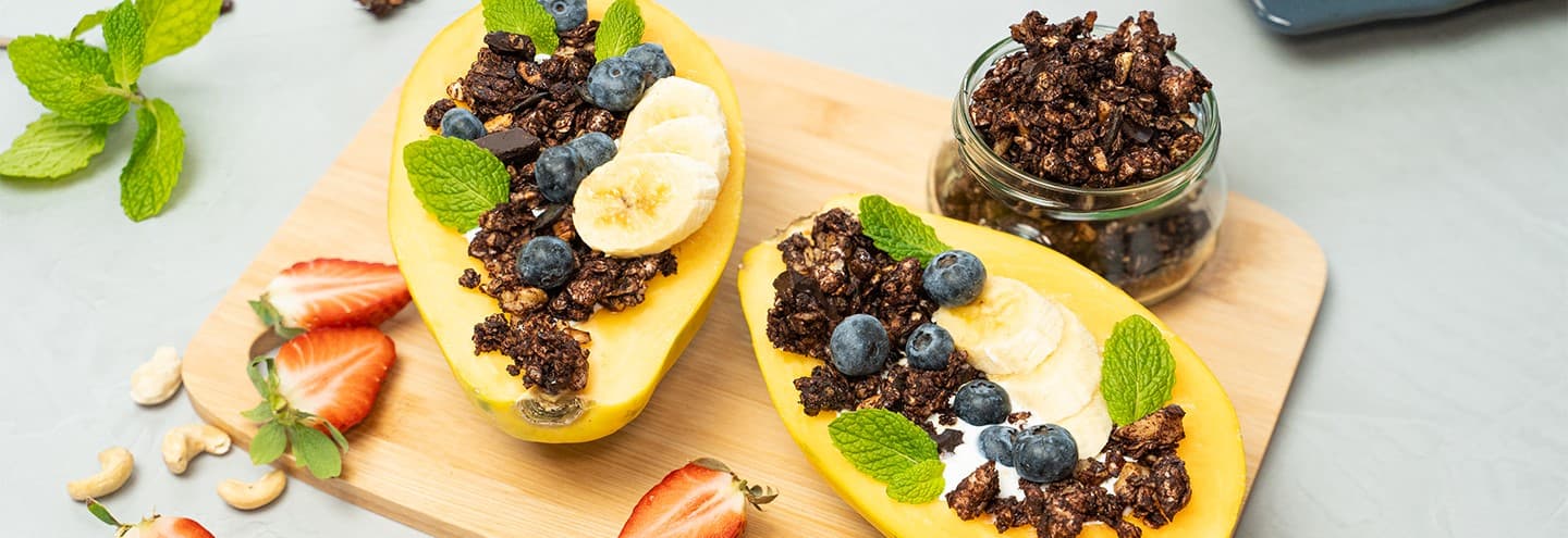 Granola de chocolate y anacardos