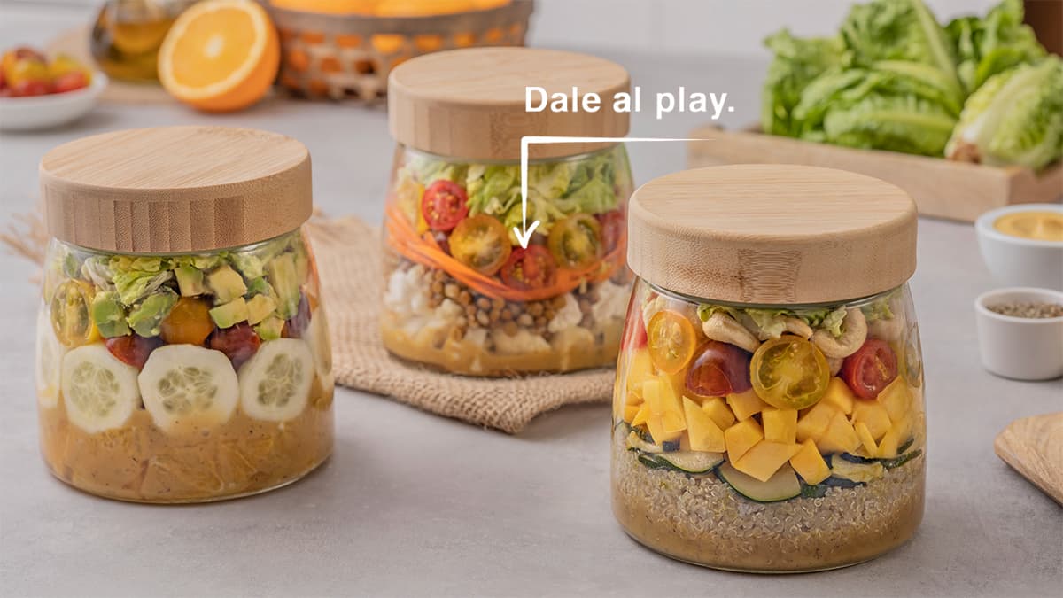 3 ensaladas en tarro