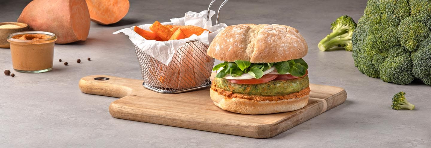 Burger vegana de brócoli y zanahoria