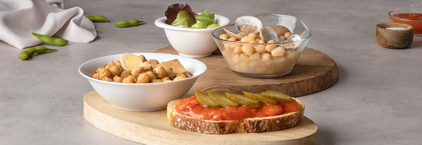2 aperitivos con pochas y garbanzos