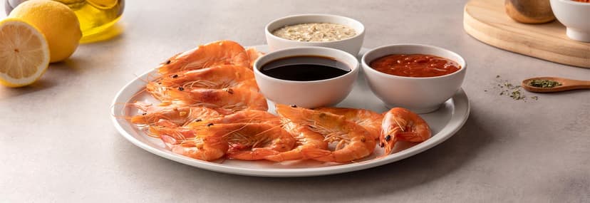 Langostinos con 3 salsas