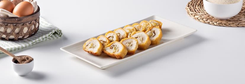 Rollitos de pollo, queso y jamón