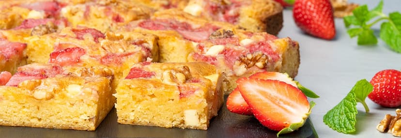 Brownie de fresa y chocolate blanco