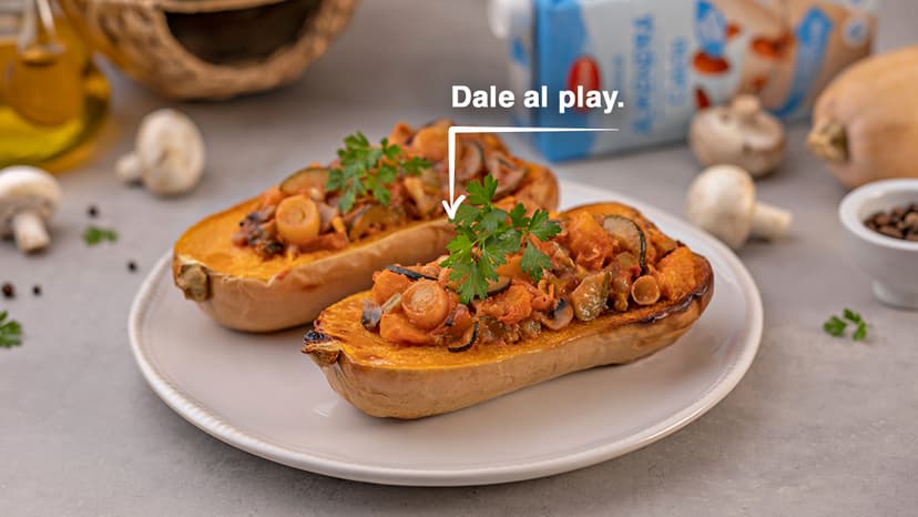 Calabaza rellena de verduras