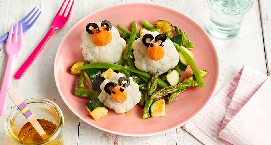 Coliflor hervida con verduras