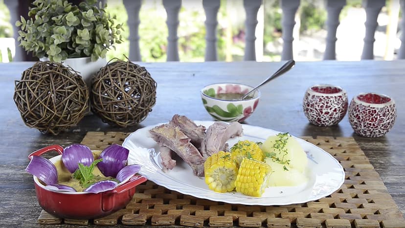 Costillas y papas con escaldón