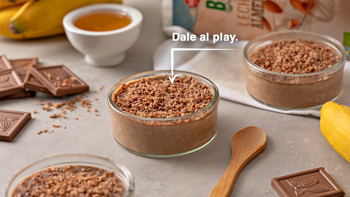 Cremoso de tofu, plátano y chocolate