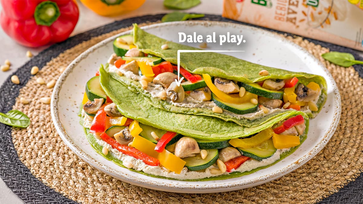 Crêpes de espinacas con verduras