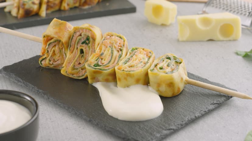 Crêpes de queso y salmón