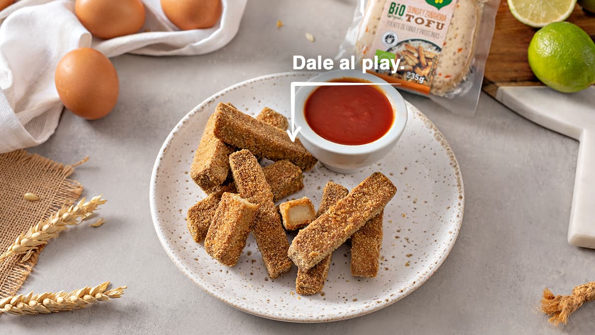 Fingers de tofu con dip de miel y tomate