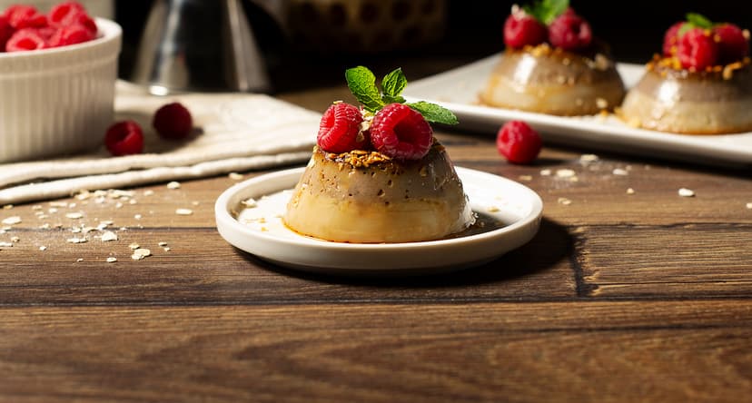 Flan de bebida de avena