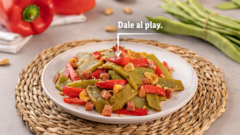 Judías verdes con pimientos asados