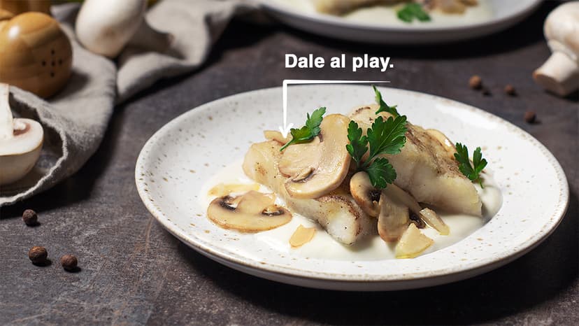 Merluza en salsa de champiñones