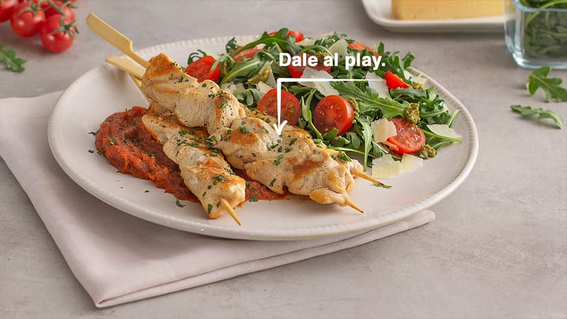 Pinchos con salsa BBQ