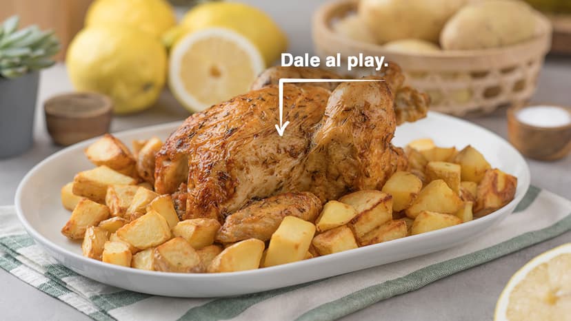 Pollo asado con patatas