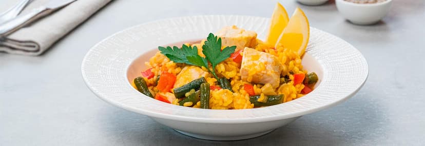 Arroz caldoso de lubina y verduras