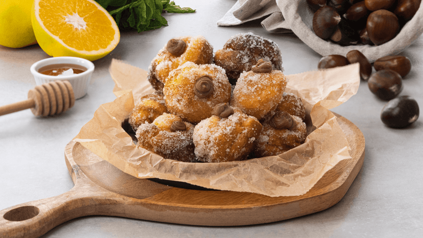 Buñuelos rellenos de crema de castañas y cacao