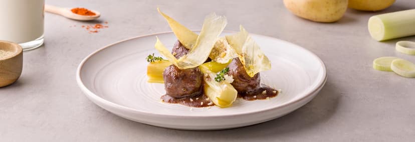Albóndigas con cristal de patata