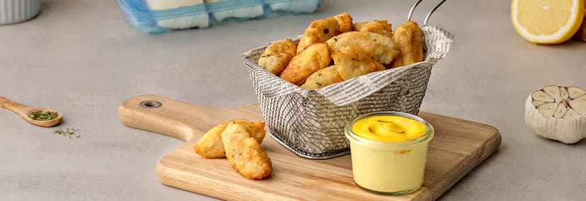 Buñuelos de bacalao con salsa