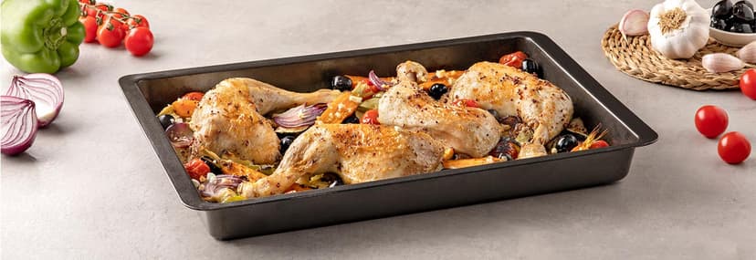 Cuartos traseros de pollo con verduras