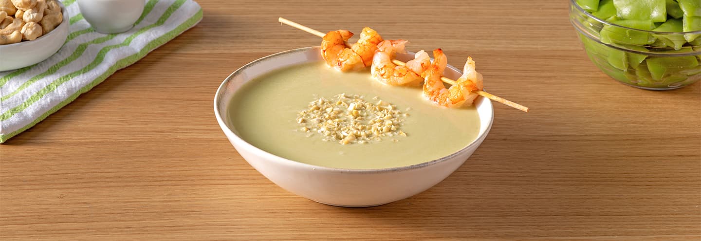 Crema de judías verdes con gambas