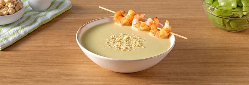 Crema de judías verdes con gambas