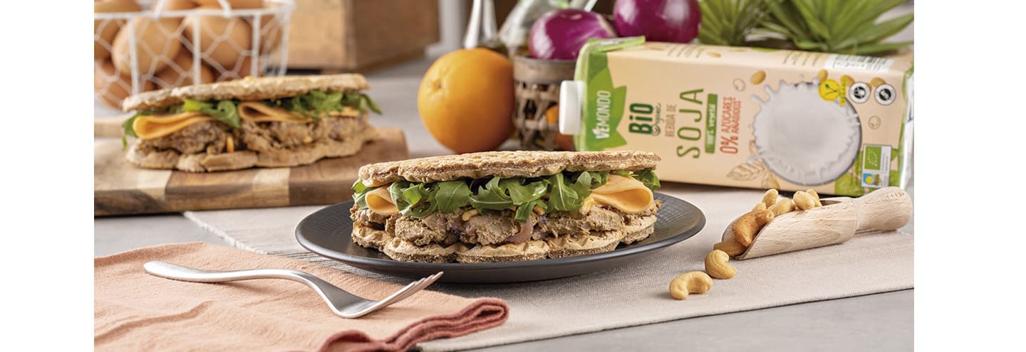 Sándwich de gofre vegetariano