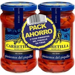 Pimientos del piquillo en tiras al ajillo pack 2 frasco 225 g neto escurrido - Carretilla