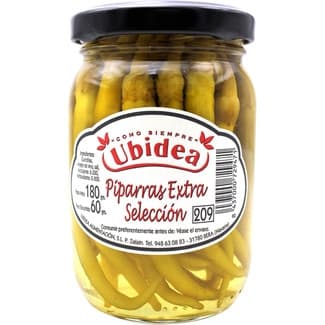 Guindillas piparras Extra Selección frasco 60 g neto escurrido - Ubidea