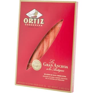 Caja Roja anchoas del Cantábrico en aceite de oliva estuche 55 g neto escurrido - Ortiz
