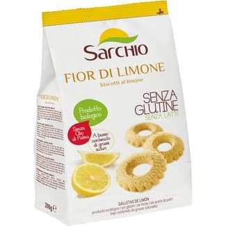 Galletas de limón ecológicas, sin gluten, sin lactosa y sin aceite de palma estuche 200 g elaboradas con zumo natural - Sarchio