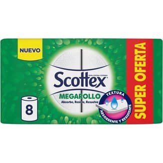 Papel de cocina Megarollo 2 capas paquete 8 rollos - Scottex