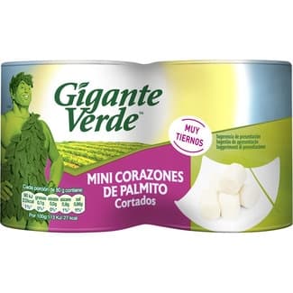 Mini corazones de palmito cortados pack 2 lata 125 g neto escurrido - Gigante Verde
