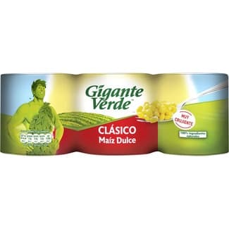 Maíz dulce en grano pack 3 latas 140 g neto escurrido - Gigante Verde