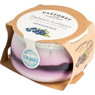 Yogur cremoso con arándanos azucarado sin gluten ecológico envase 135 g - Pastoret