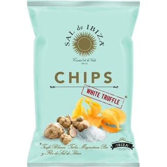 Patatas fritas chips a la flor de sal de Ibiza con trufa blanca bolsa 125 g - Sal De Ibiza