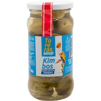 Aceitunas sabor anchoa rellenas de pepinillo frasco 160 g neto escurrido - Kimbo