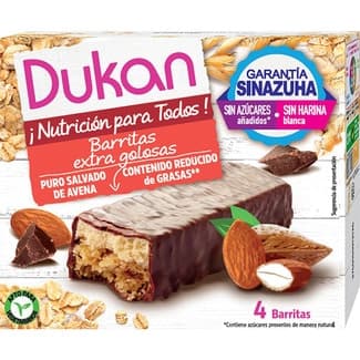 Barritas de salvado de avena extra chocolate 4x30g envase 120 g - Dukan