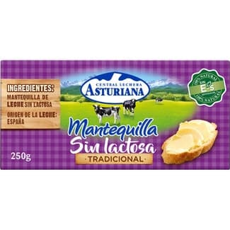 Mantequilla tradicional sin lactosa pastilla 250 g - Asturiana