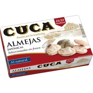 Almejas al natural seleccionadas en fresco 16-22 piezas lata 65 g neto escurrido - Cuca